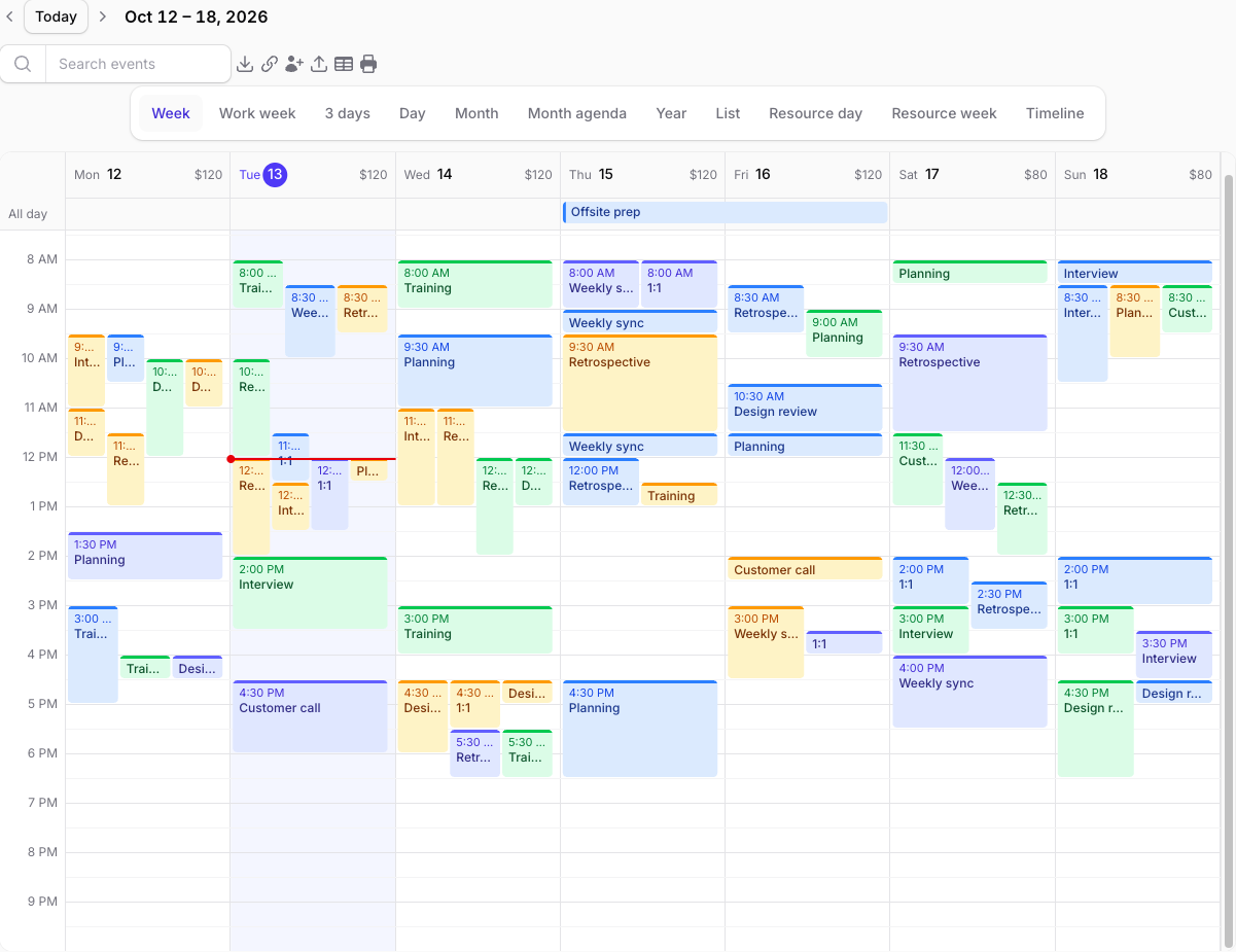 Calendar views